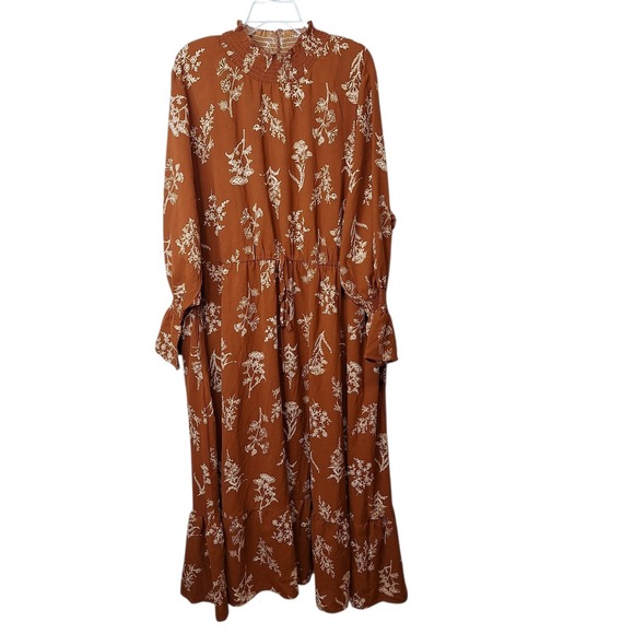 Bloomchic Womens Size 26 Floral Maxi Dress Tiered High Neck Long Balloon Sleeves - Picture 1 of 15